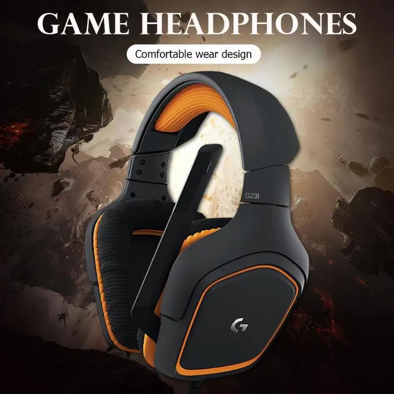 Проводные Игровые наушники logitech G231 3,5 мм с линейным управлением, стереогарнитура, Накладные наушники с микрофоном с шумоподавлением