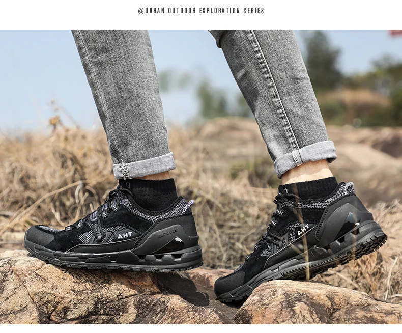 HUMTTO Для мужчин прогулочная обувь; дышащие уличные беговые Повседневное бега спортивная обувь из сетчатого материала со шнуровкой нескользящая подошва-устойчивы