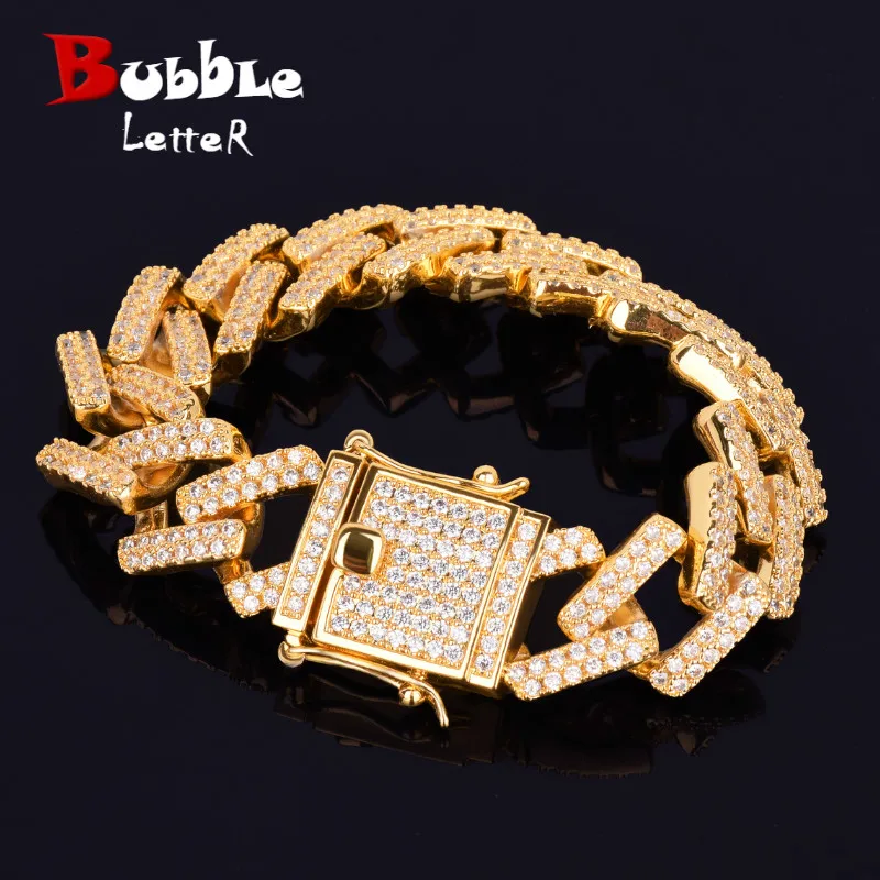 18mm Big Square Miami Cuban Link Bracelet Gold Color Iced Out Cubic Zirconia Rock Hip hop Style Men's Jewelry 18mm Big Square Miami Cuban Link Bracelet Gold Color Iced Out Cubic Zirconia Rock Hip hop Style Men's Jewelry