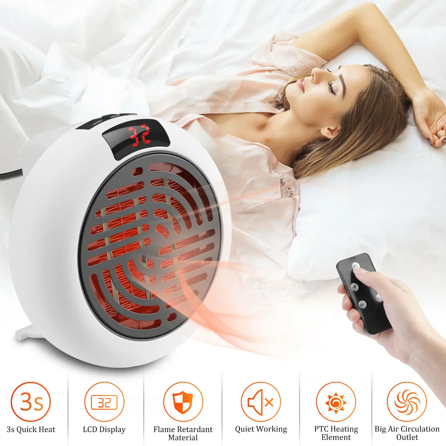 900 Вт Электрический мини Heizung heizlhufter Tragbar feur Steckdose Badezimmer EU NEU