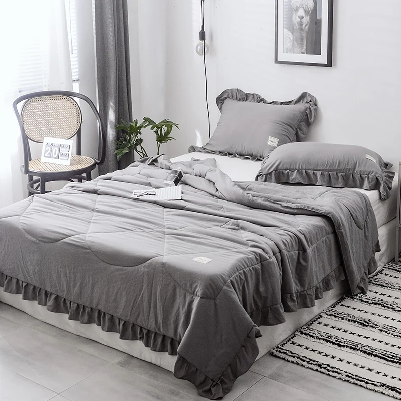 

Brief Style Ultra Soft Summer Quilt Multi Solid Color Grey Washed Microfiber Quilted Blanket Throw Comforter Spring Quilts