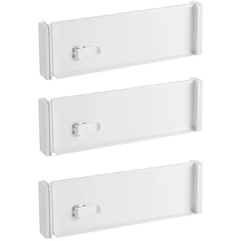 

Drawer Dividers Organizer, Adjustable , Bathroom, Closet,Clothing, Office, Kitchen Storage,Locks in Place 3 Pack
