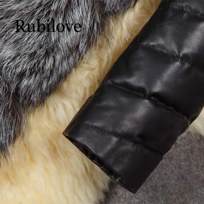 Luxury Fox Fur PU Leather Coat Fashion Winter Women Long Sleeve Jacket Keep Warm Casual Outwear Overcoat Plus Size 3XL