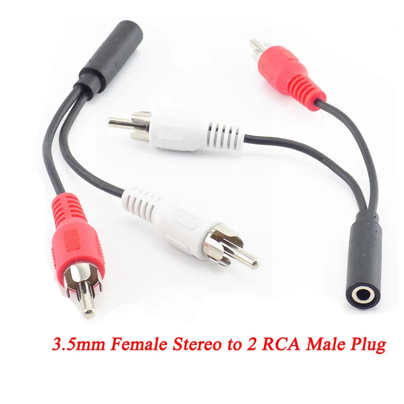 2 RCA Male Plugs to 3.5mm Stereo Female Jack Y Splitter Audio Adapter LOT of 5