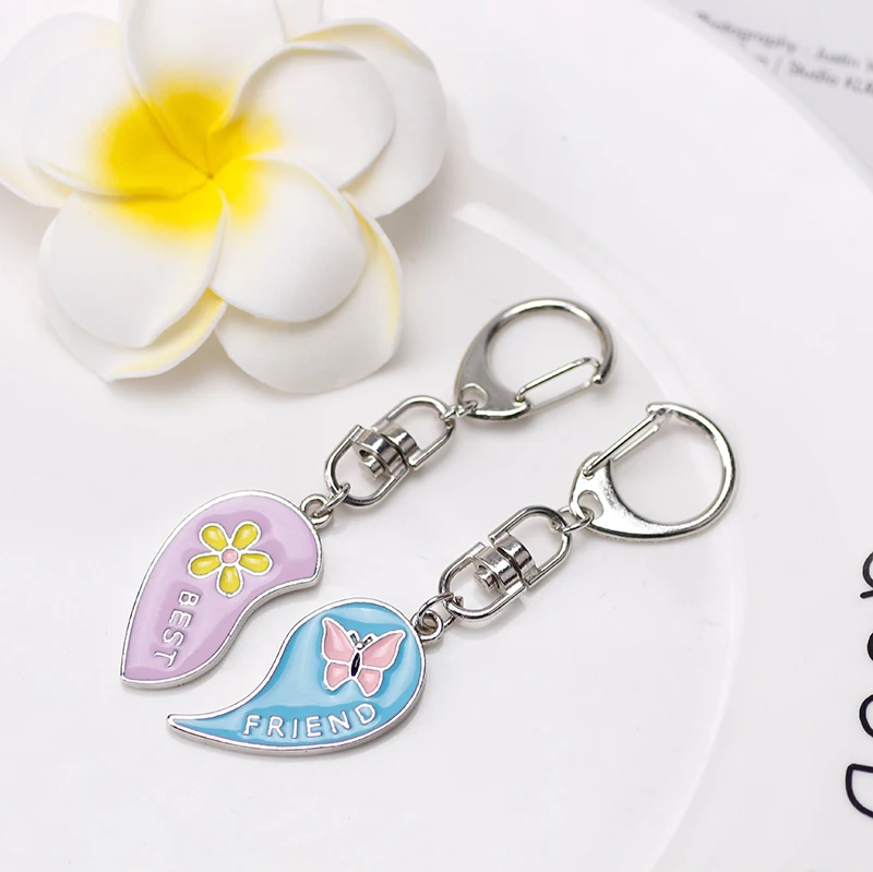 Beste Freund Keychain Kleine Blume Schmetterling Anhänger Rucksack Schlüssel Kette Männlichen Und Weiblichen Studenten BFF Freundschaft Anhänger Schmuck – Detail 11