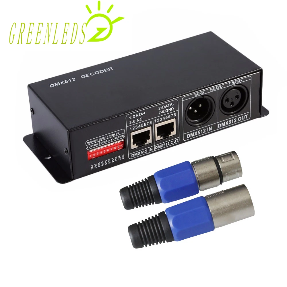 Светодиодный RGB контроллер 8A DMX512 декодер с цифровым Дисплей 3 канала JM-DMX512-3CH