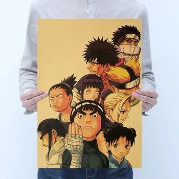 

AIMEER Naruto cartoon anime character collection hand drawn retro kraft paper poster bar cafe decoration painting 51x35.5cm