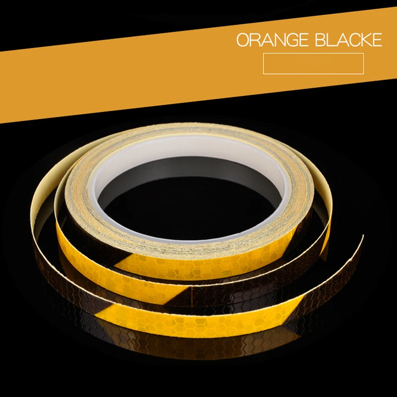 Black Orange Велосипед светоотражающая лента безопасности флуоресцентный Предупреждение приклеиваемый светильник рулон клейкой ленты полосы для украсить украшение для велосипеда - Цвет: Black Orange