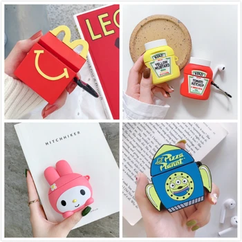 

3D Cartoon Earphone Case For AirPods Case Funny tomato Protective Cover For Apple Air pods 2 soft headphone Cases With hook