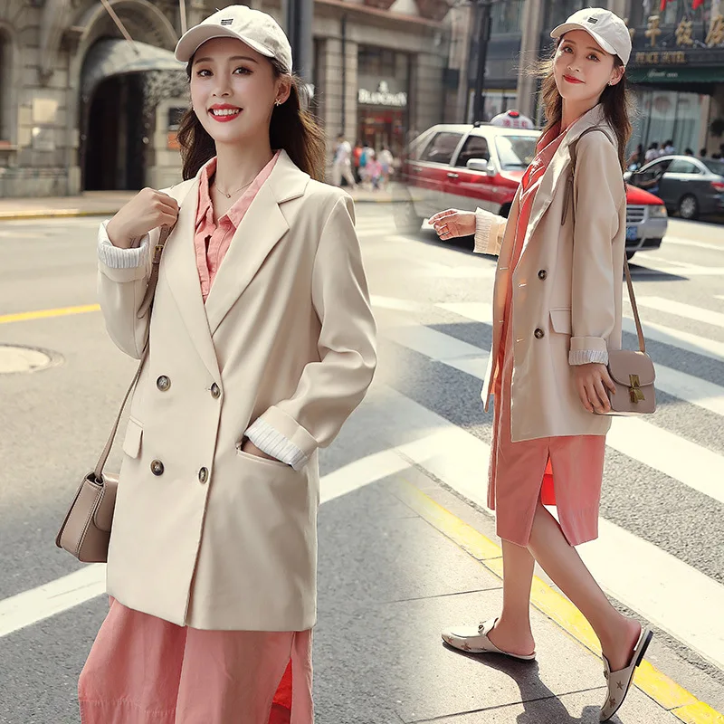 

2019 Autumn New Style Korean-style Solid Color Simple Fashion Mid-length Leisure Suit Jacket Ol Elegant WOMEN'S Dress Fashion