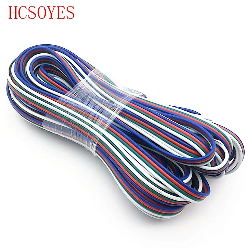 

5M/10M/20M/roll 4 Pin Extension RGB + white Wire Cable For ws2801/apa102/5050 /3528/lpd8806/ smd RGB LED Strip 22AWG line