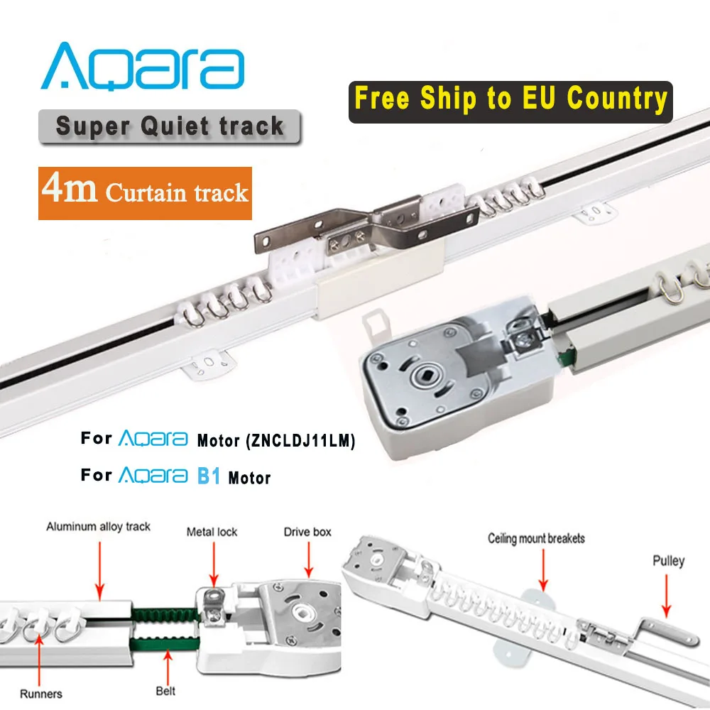 

Customizable Super Quite Smart Electric Curtain Track for aqara motor Dooya KT82/DT82 Motor for Smart Home for EU country