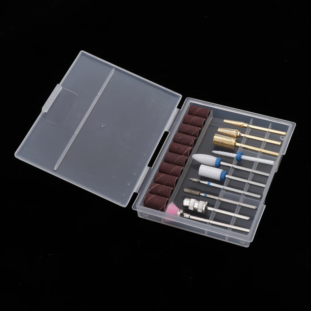 Anti-corrosion Nail Drill Bits Set, Cuticle Cleaner Electric Files Manicure Grinding Buffing Heads Nail Care Supplies 3/32“