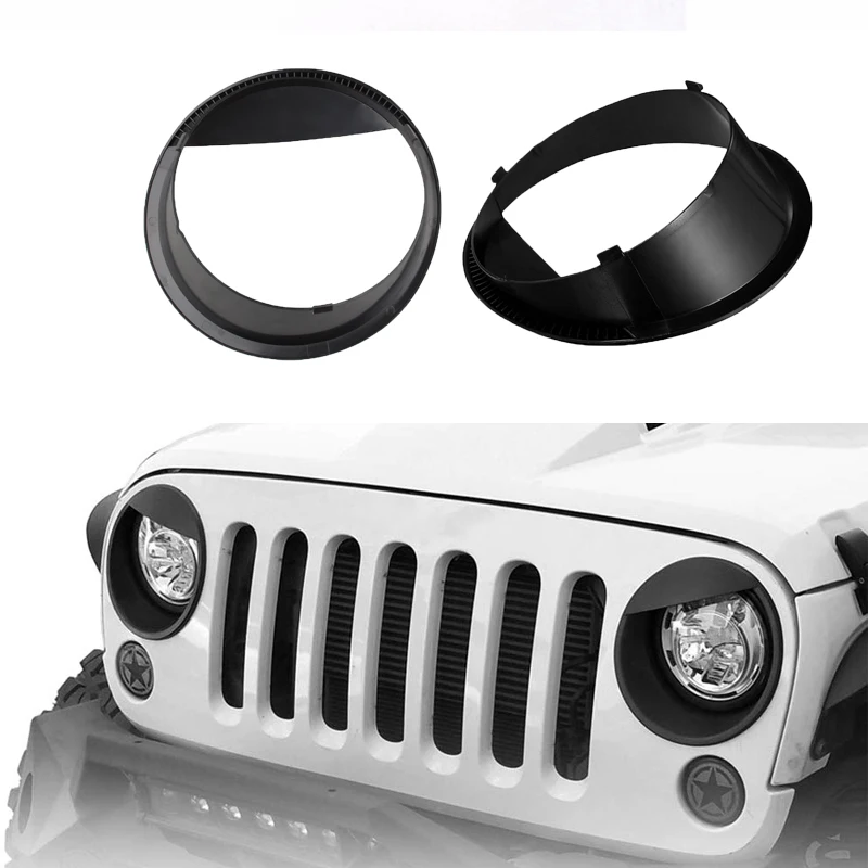 Black Angry Bird Headlight Cover Clip-in Bezels for 2007- Jeep Wrangler JK& Unlimited- Pair
