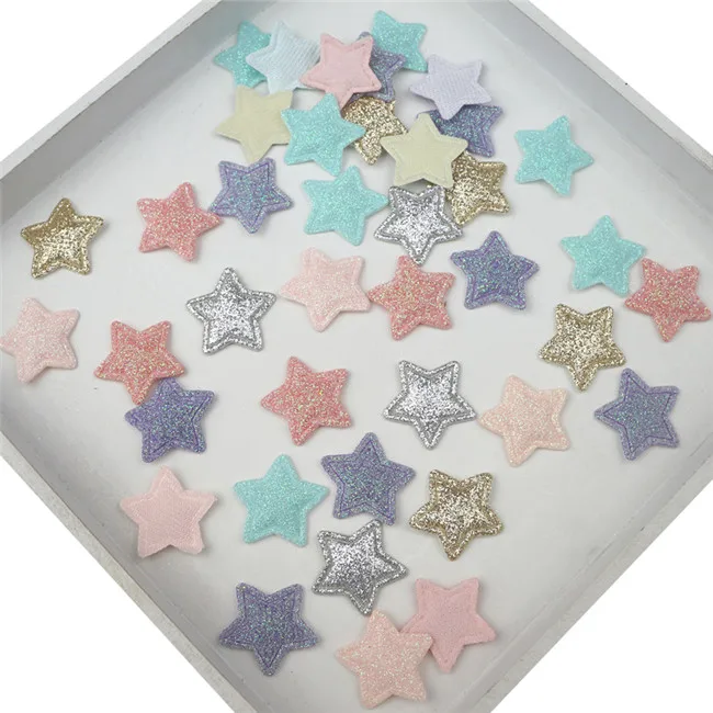 Mix-color stars 50 шт. блестки мягкие звезды DIY ремесло принадлежности аксессуары для одежды пентаграмма патчи детские головные уборы шпилька материал тиснение - Цвет: Mix-color stars
