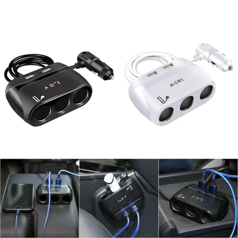 Auto Zigarette Leichter Splitter Adapter Dual USB Ladegerät für Handy Tablet GPS