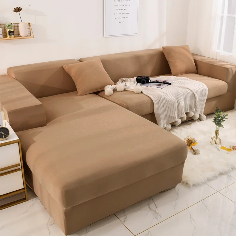 Универсальный твердый чехол для дивана в форме L, чехол для дивана, один угол, стрейч, чехлы для дивана, плотный чехол для дивана, пальто, Funda De Sofa L - Цвет: 01109-Khaki