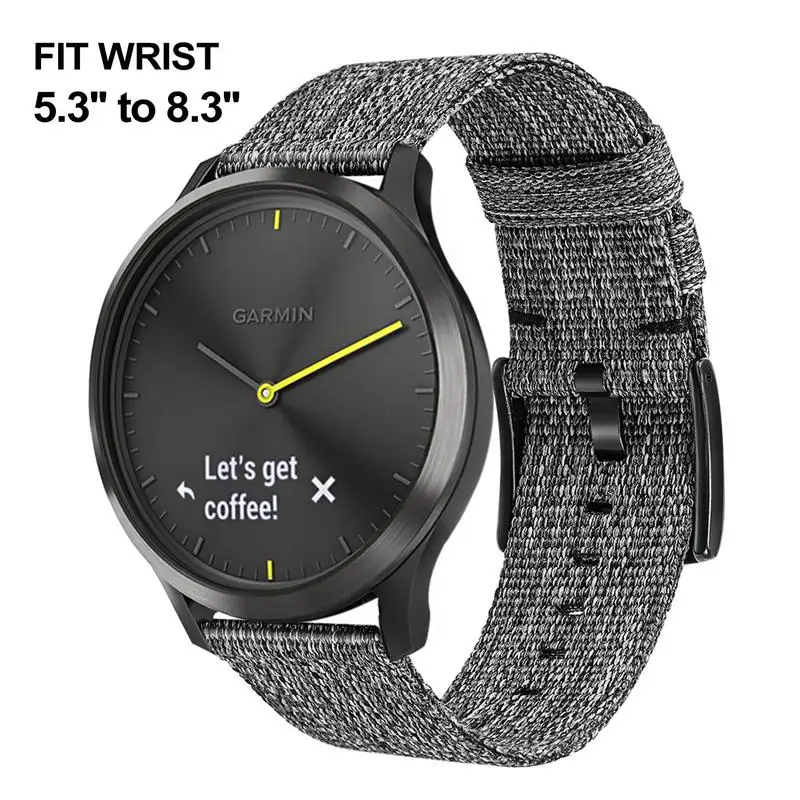 Холщовый нейлоновый ремешок для часов Garmin Vivoactive 4/4S/Venu/lux/style/Vivomove 3/3 S/HR быстросъемный ремешок для часов