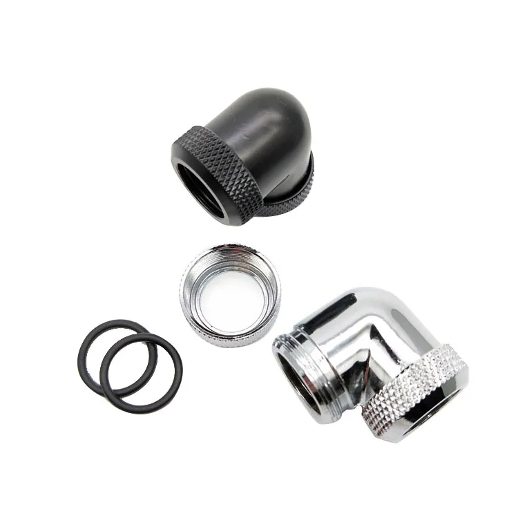 90-Grad-Fitting, Handdrehbogen für 10 mm Innendurchmesser, 14 mm Außendurchmesser, Metall und starre PETG-Schläuche, Computer-Wasserkühlsystem-Anschlüsse – Detail 3