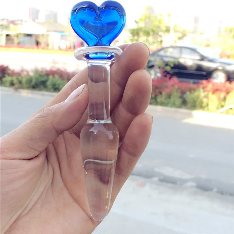 hh022 heart Glass plug anal sex toys for woman lesbian G SPOT (4)