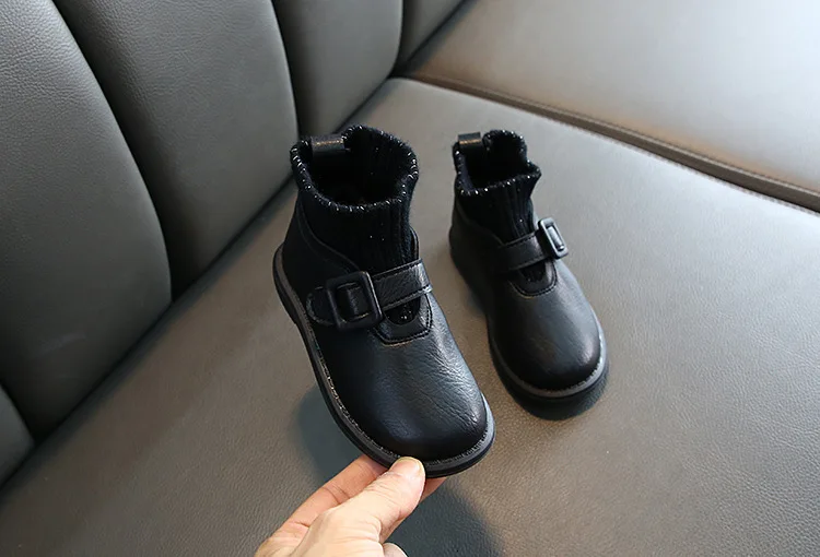CNFSNJ new Autumn Winter Children sneakers PU Flock Leather Ankle Boots Kids Warm Boots Girls Fashion Shoes 21-25
