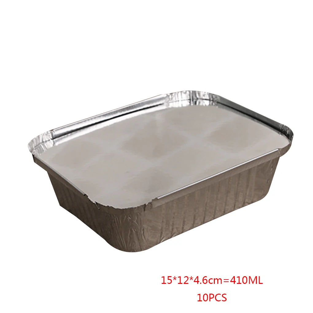 15x12x4.6cm 10 шт Новые прямоугольные формы одноразовые алюминиевые фольги Пан вынос пищевые контейнеры с алюминиевыми крышками/без крышки - Цвет: 15x12x4.6cm