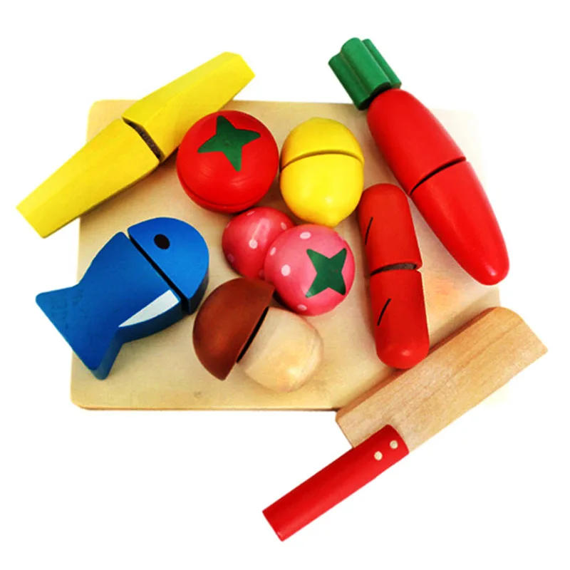 

Colorful Box Fruit & Vegetable Cutting Children Kitchen Play House Game Wooden Slicer Toy