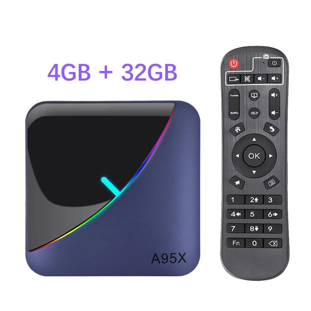 A95X F3 RGB светильник ТВ коробка Amlogic S905X3 Android 9,0 4 Гб 64 Гб Поддержка двойной Wi-Fi 4K 75fps Netflix Youtube Plex медиа сервер A95XF3 - Цвет: 4G 32G