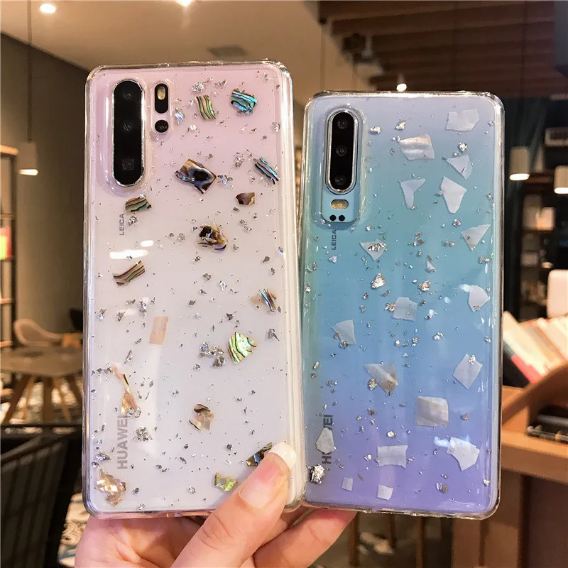

Transparent Shiny Gold Foil Case For Xiaomi 9 8 SE lite Soft TPU Glitter Cover For Xiaomi 6X Mi 8 Explorer Shell Back Case