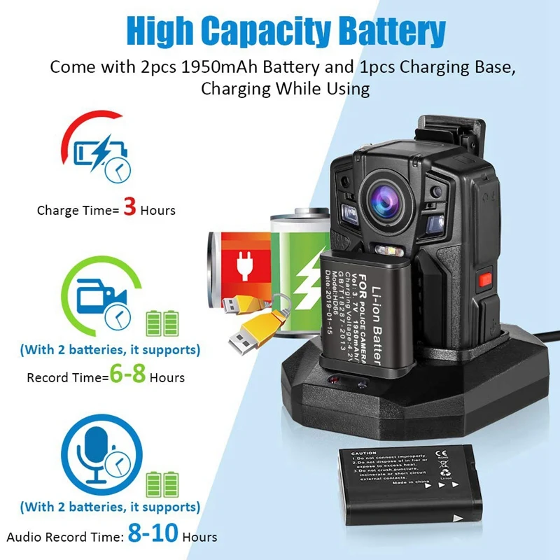 HD 1296P A7 64GB широкоугольная ультра полицейская камера безопасности с инфракрасным ИК-рекордером