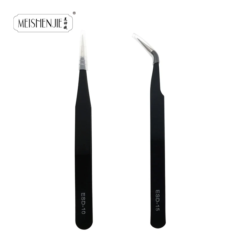 MEISHENJIE 1PC Stainless Steel Curved Straight Eyebrow False Eyelash Tweezers Nail Art Extension Makeup Tool Eeyelashes Tweezers 2