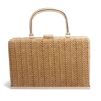 

Elegant Straw evening clutches women bridal wedding party shoulder bag fashion Summer Beach clutches handbag Female party bag