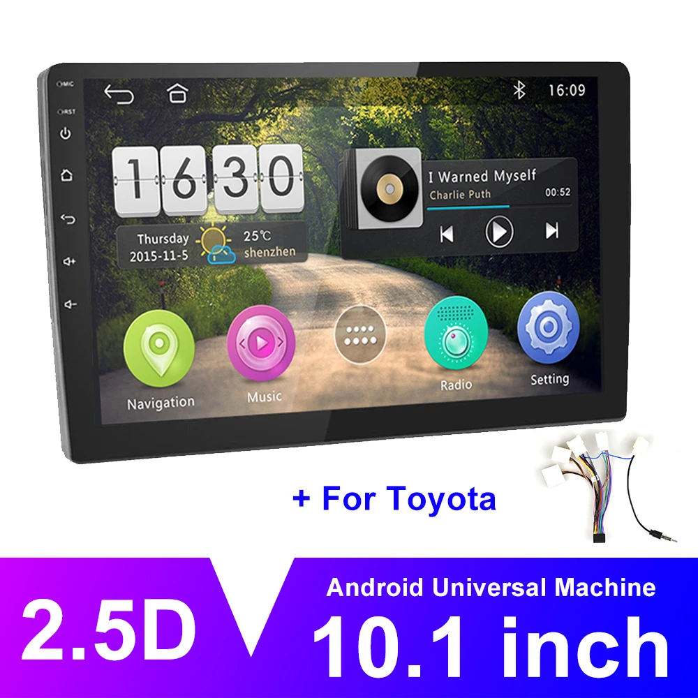 AMPrime 2 DIN автомагнитола Android автомобильный мультимедийный плеер 2G+ 16G Bluetooth wifi 10,1 ''2 DIN автомагнитола gps Mirrorlink с камерой - Цвет: Toyota Cable