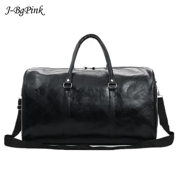 

Large Capacity Travel Bag Pu Leather Ladies Glossy Solid Color Portable Weekend Frames Items Men Sports Fitness Messenger Bag