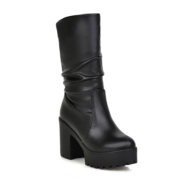 Botas De Mujer/женские классические белые ботинки из Pu искусственной кожи высокого качества женские модные милые удобные высокие сапоги Botas E6042