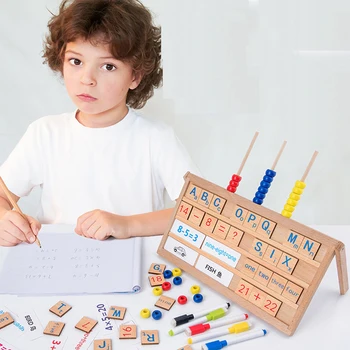 

Kids Toys Montessori Wooden Toys Multi-function Learning Drawing Board Math Toys Baby Puzzle Early Educational Toys For Children