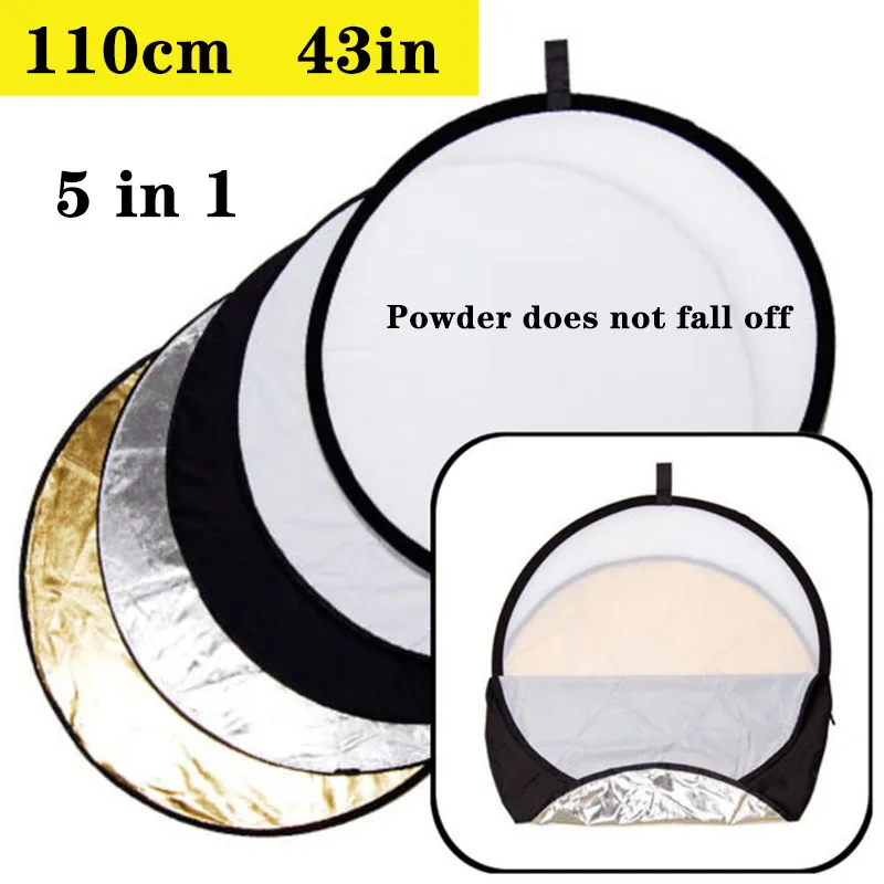 

110CM 43 Reflector Photography Spotlight 5-in-1 Portable Foldable Studio Photo Collapsible Multi-Disc Light Diffuser Round
