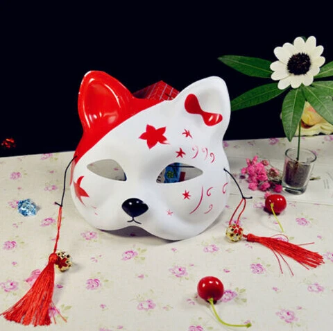 1х верхняя половина лица маска лисы японского аниме ручная роспись Kitsune Хэллоуин косплей вечерние Клубные маски - Цвет: D