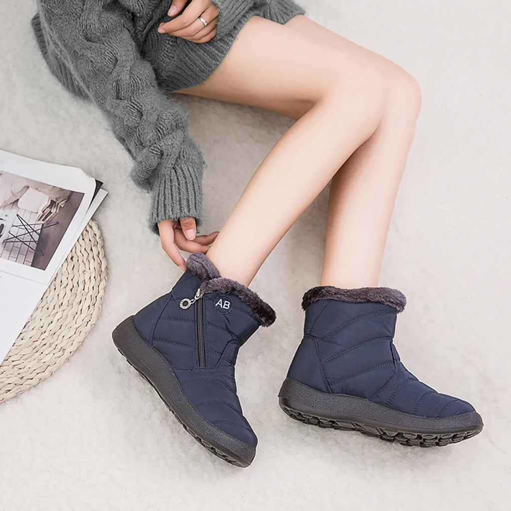 Waterproof Short Booties Women's Winter Warm Snow Boots With Plush Non-Slip Footwear Plus size 35-43 autumn and Winter Shoes