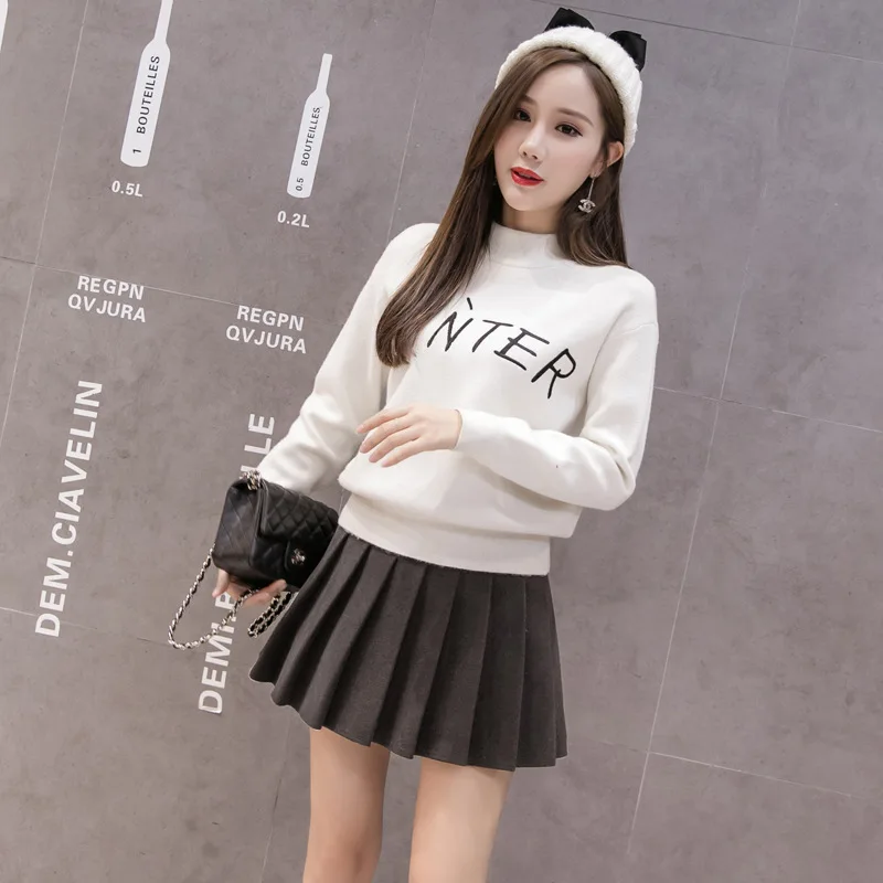 dark grey Harajuku мини шерстяная юбка женская плиссированная мини-юбка с высокой талией новая осенне-зимняя женская ветрозащитная Однотонная юбка каваи женские юбки - Цвет: dark grey