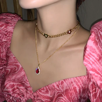 

Timeless Wonder Glam Geo Zirconia Heart Choker Necklace Women Jewelry Designer Top Trendy Boho Ins Sweet Gift Japan Kpop 4488