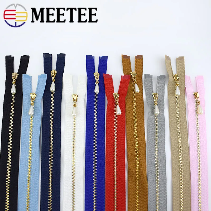 Meetee 2 шт. 40-70 см 3# Металлические молнии открывающийся автоматический замок золотая молния DIY сумки кошелек одежда Декор молния Швейные аксессуары ZA056