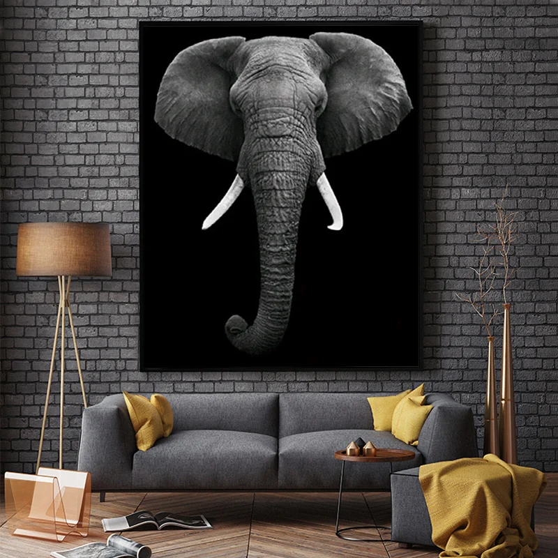 Artwork painting by numbers Animal Realistic Steppe elephant picture Paint by numbers Handmade drawing Wall Hanging painting