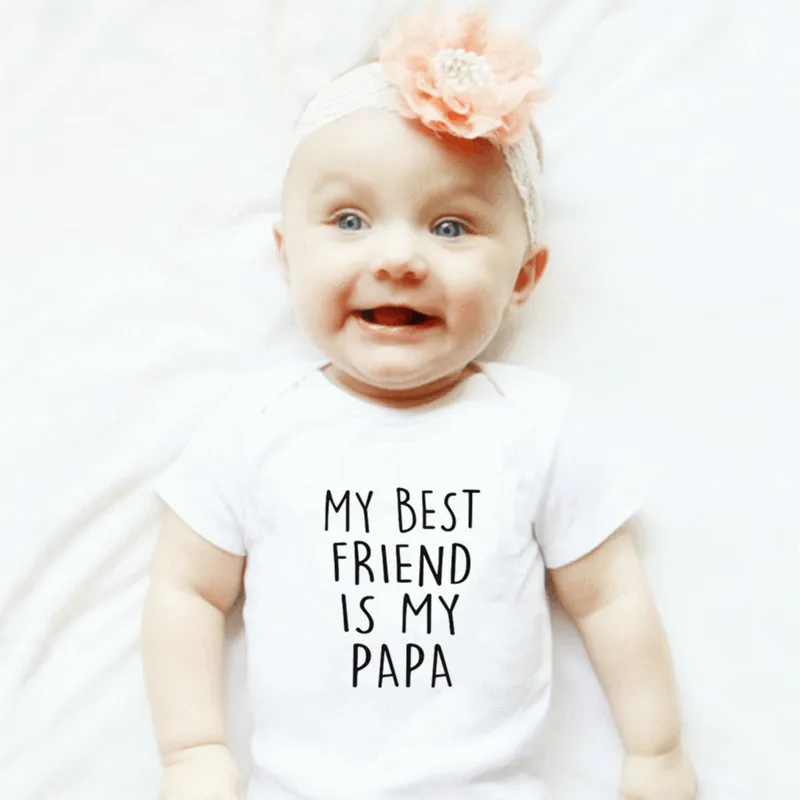 MY BEST FRIEND IS MY PAPA Printed Funny Newborn Baby Bodysuit Cotton