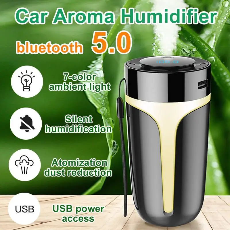 

Efficient bluetooth 5.0 Car Air Humidifier USB Car Charger Home Mini Air Purifier Timing MP3 Aromatherapy Essential Oil Diffuser
