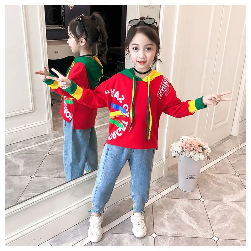 

Childrenswear Autumn GIRL'S Suit Big Boy Online Celebrity Hoodie Suit Korean-style 2019 Autumn New Style Girls