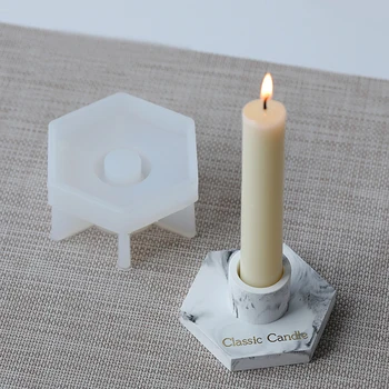 

Hexagonal Candlestick Silicone Mold DIY Hand Making Craft Concrete Candle Holder Modeling Supplies
