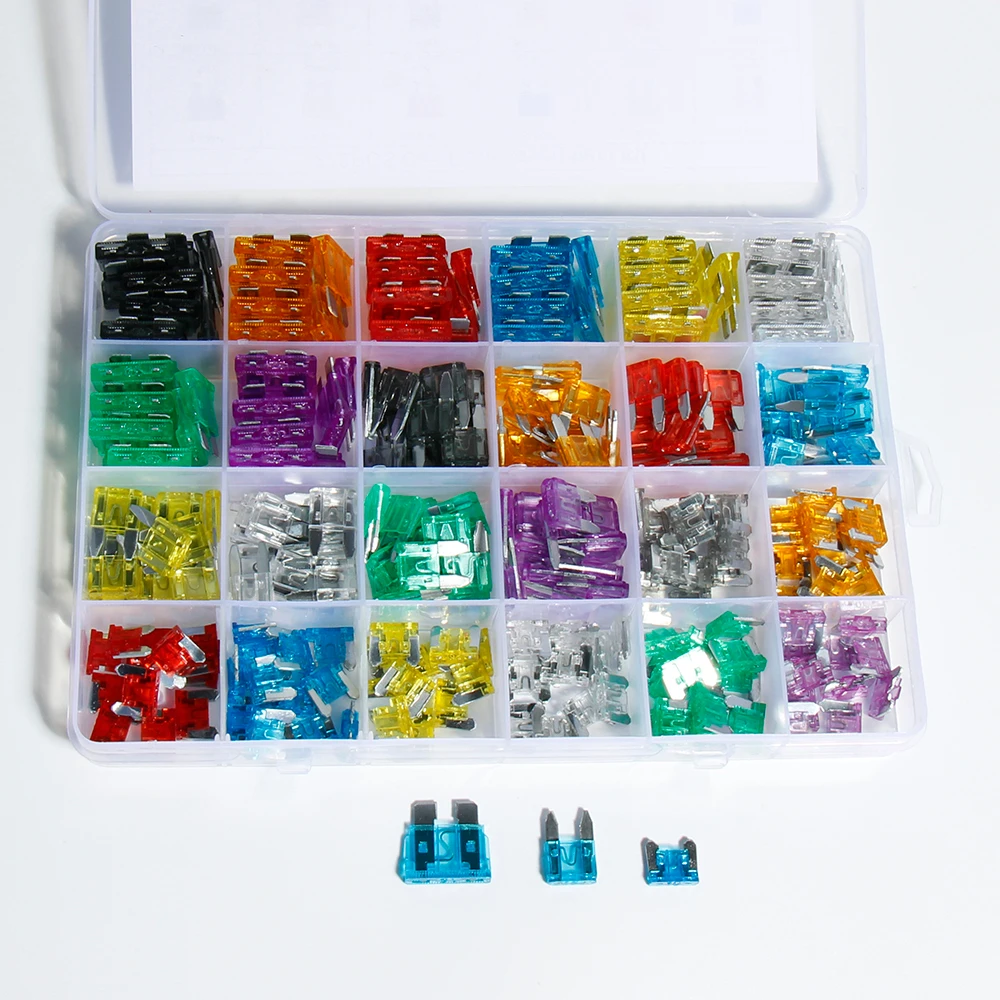 

Mini Small Blade Car Fuse Set Truck3/ 5/10/15/20/25/30/35/40A Box Fuse Auto Fast Motorcycle 22 kinds insurance sheet Kit