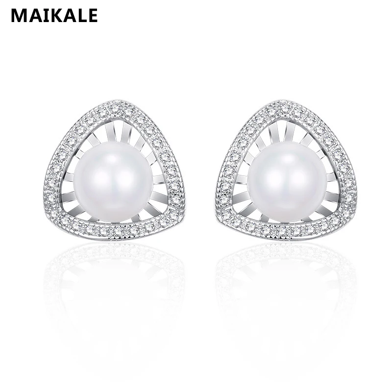 Женские классические серьги гвоздики MAIKALE простые корейские золотистые с