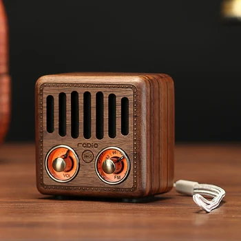 

Portable Vintage Radio Retro Wooden Bluetooth Speaker Strong Bass Enhancement Mini Speaker Support FM TF Card AUX Audio MP3 Play